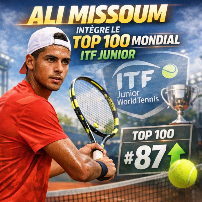 Ali Missoum, ranked #87, celebrates joining the ITF Junior Tennis World Top 100.