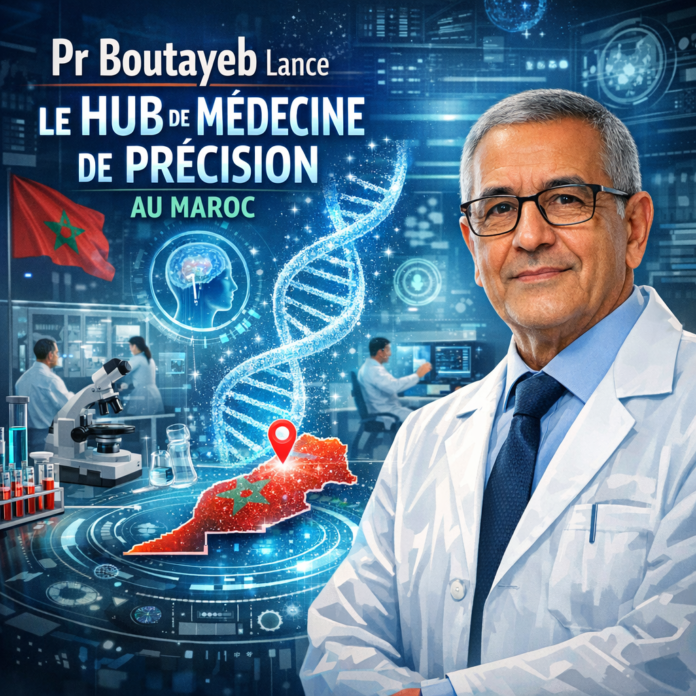 Professor Boutayeb speaks at the launch of the Precision Medicine Hub in Morocco, showcasing scientific research advancements