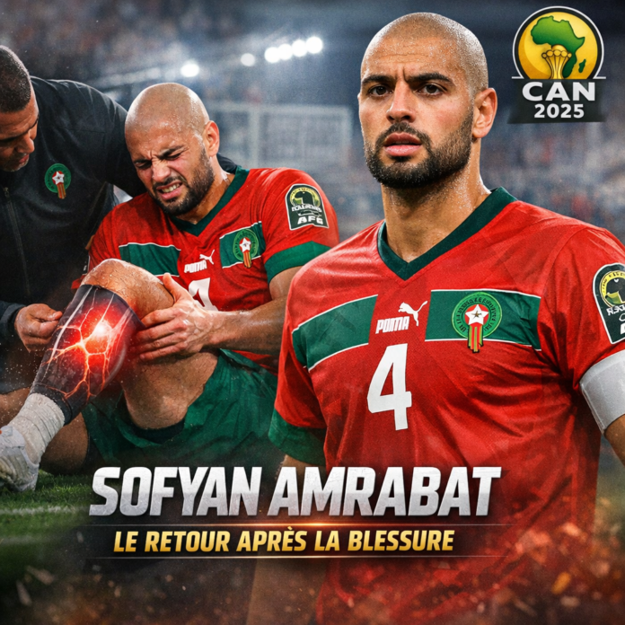 Sofyan Amrabat training on the field, preparing for his return to football after injury for CAN 2025.